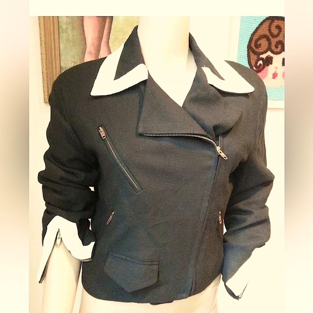 Moschino Cheap And Chic Black Moto Style Zip Jacket I 42 8